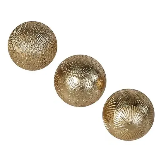 Carve Small Decoration Balls Set of 3 - Gold, Poly image