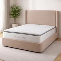 Carvelli Double Bed with Ottoman Storage - Cream, Velvet alternate view