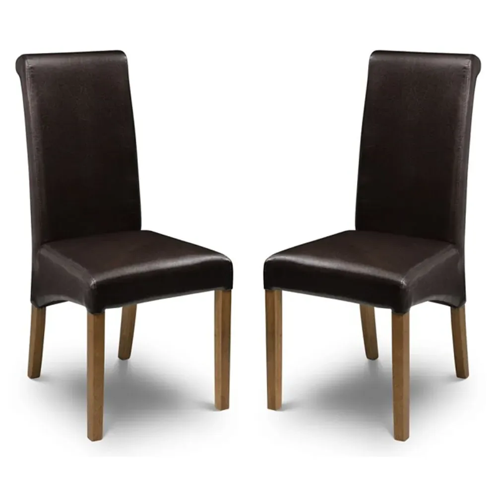 Cary Dining Chairs Pair - Brown, Faux Leather product