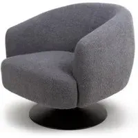 Cary Lounge Chair with Black Metal Base - Grey, Fabric