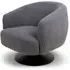 Cary Lounge Chair with Black Metal Base - Grey, Fabric