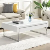 Casa Coffee Table with 1 Drawer - White, High Gloss
