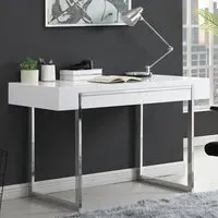 Casa Computer Desk with 2 Drawers - White, High Gloss