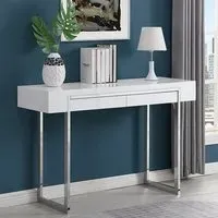 Casa Console Table with 2 Drawers - White, High Gloss