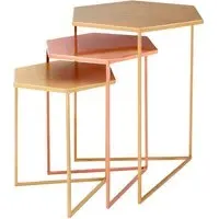 Casa Hexagonal Nest of 3 Tables - Gold, Iron