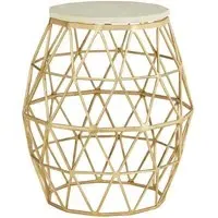 Casa Polygonal Side Table - Gold, Marble