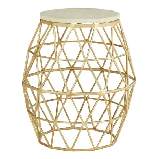 Casa Polygonal Side Table - Gold, Marble image