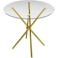Casa Round Dining Table - Clear Glass, Gold
