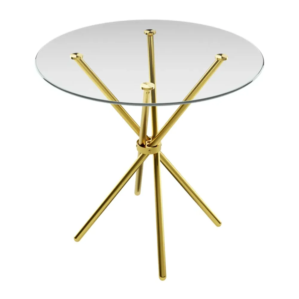 Casa Round Dining Table - Clear Glass, Gold
