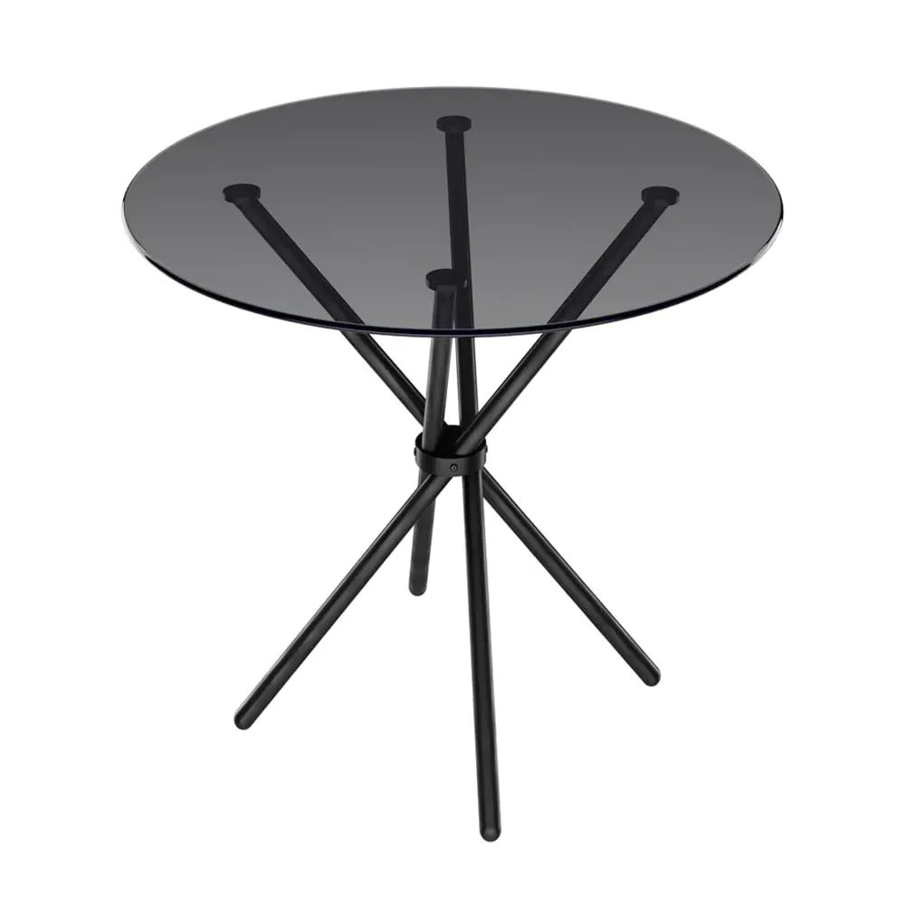 Casa Round Dining Table - Smoked Glass, Black