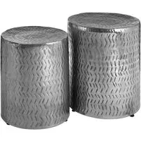 Casa Round Set of 2 Stools - Nickel, Iron