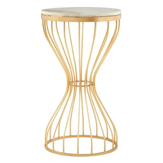 Casa Round Side Table - White, Marble