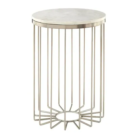 Casa Round Side Table - White, Marble