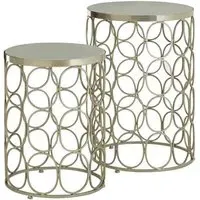 Casa Set of 2 Side Tables - Silver, Marble