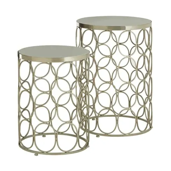 Casa Set of 2 Side Tables - Silver, Marble