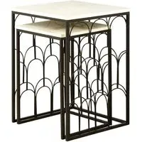 Casa Square Set of 2 Side Tables - Black, Marble
