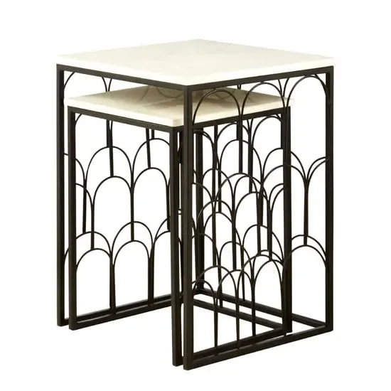 Casa Square Set of 2 Side Tables - Black, Marble image