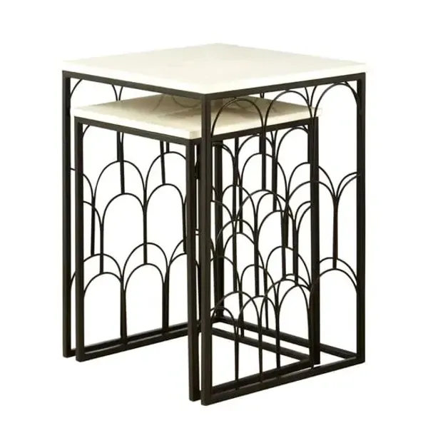 Casa Square Set of 2 Side Tables - Black, Marble product