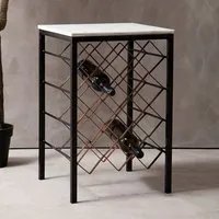 Casa Square Side Table with Wine Rack - White, Marble alternate view