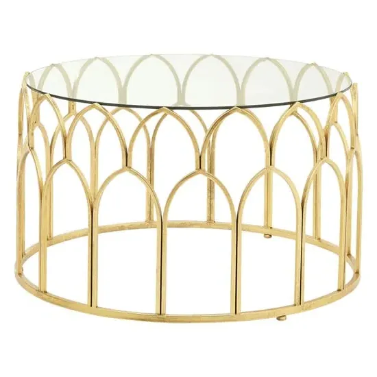 Cascade Round Coffee Table - Gold, Glass