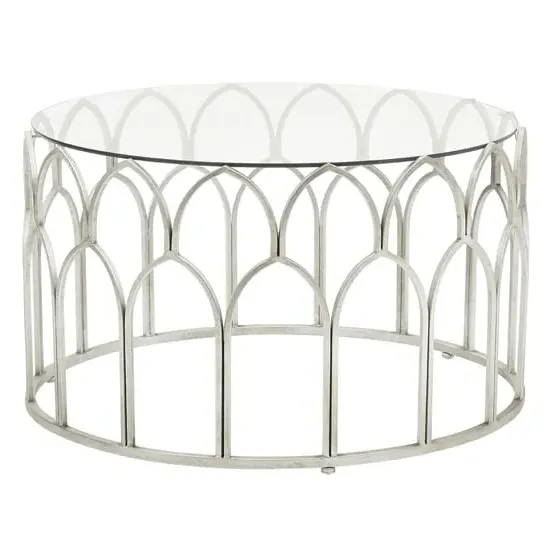 Cascade Round Coffee Table - Silver, Glass