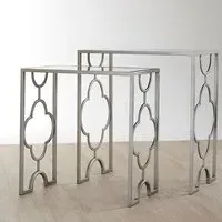 Cascade Set of 2 Side Tables - Silver, Glass