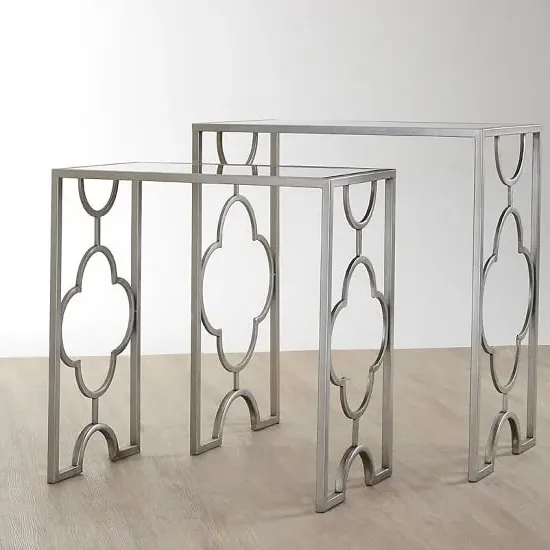Cascade Set of 2 Side Tables - Silver, Glass image