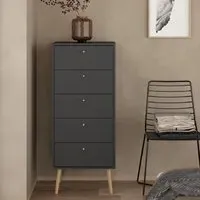Casey 5-Drawer Chest of Drawers - Dark Grey, Wood