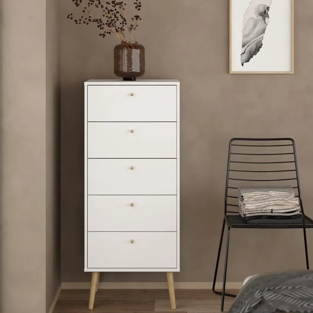 Casey 5-Drawer Chest of Drawers - White, Wood