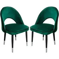 Casey Dining Chairs Pair - Green, Velvet