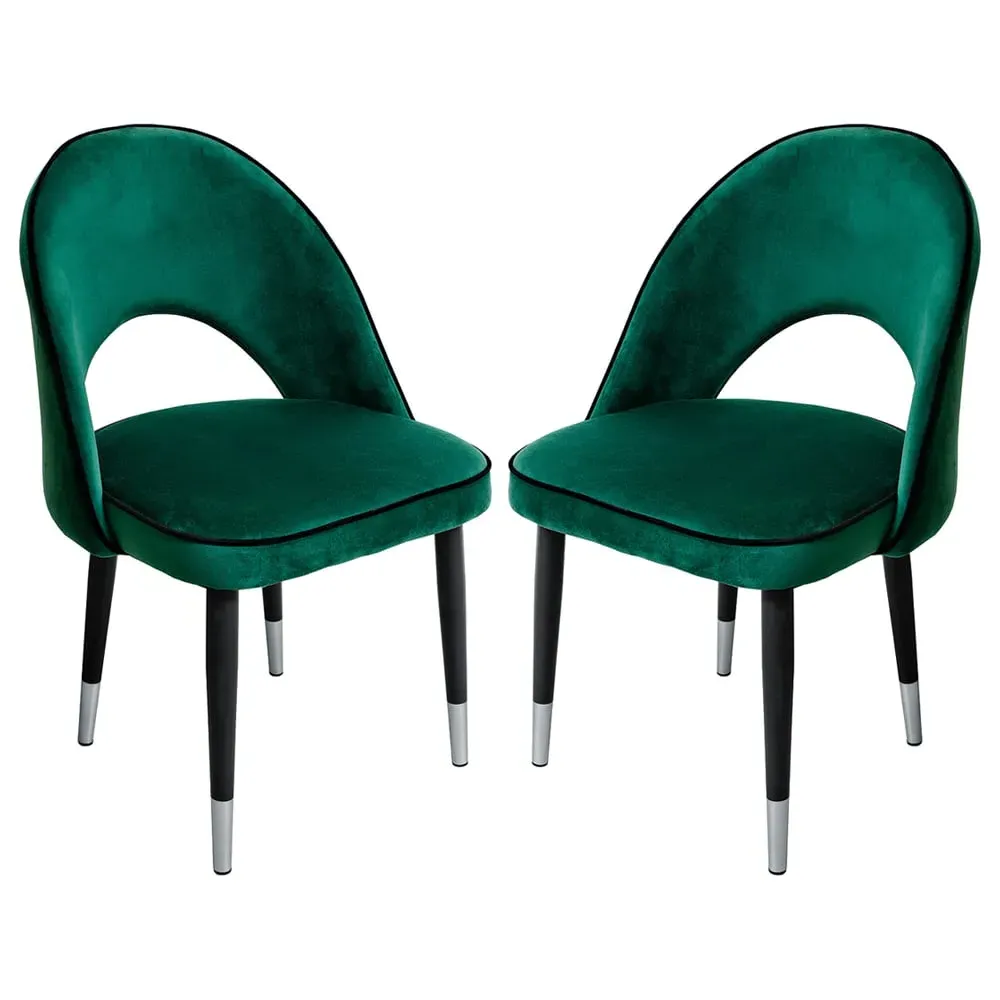 Casey Dining Chairs Pair - Green, Velvet image