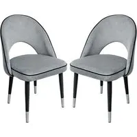 Casey Dining Chairs Pair - Grey, Velvet