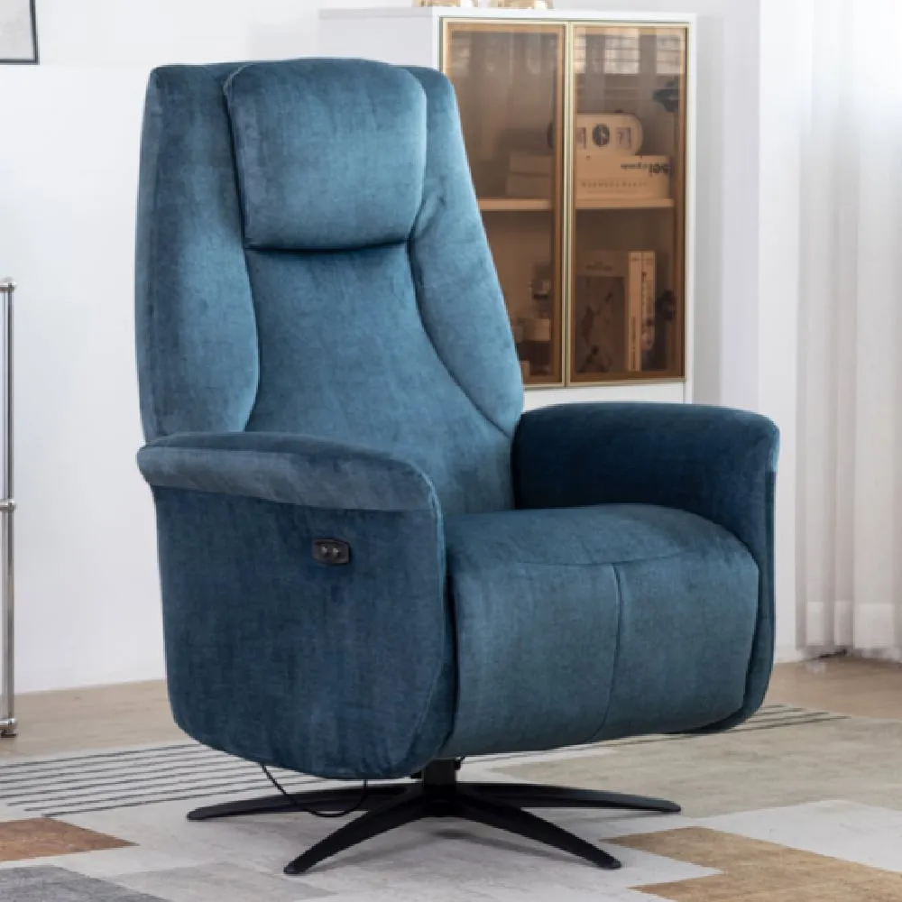 Casey Electric Recliner Chair - Blue, Fabric