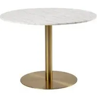 Casey Round Dining Table - White, Marble