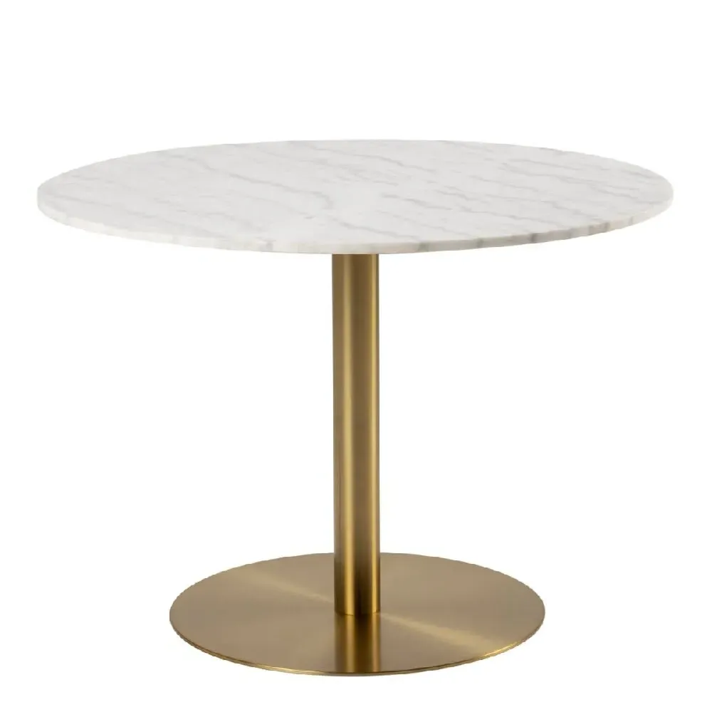 Casey Round Dining Table - White, Marble