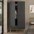 Casey Wardrobe with 2 Doors 2 Drawers - Dark Grey, Wood