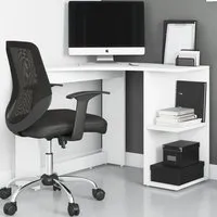 Cashel Corner Laptop Desk with Storage - White, Wood