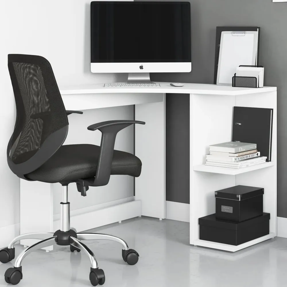 Cashel Corner Laptop Desk with Storage - White, Wood image