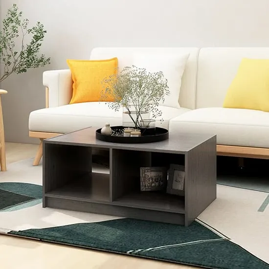 Cason Coffee Table with Shelf - Grey, Solid Pinewood product
