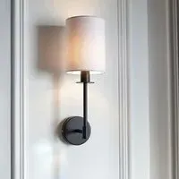 Casper Cylinder Shade Wall Light - Matt Black, Fabric alternate view