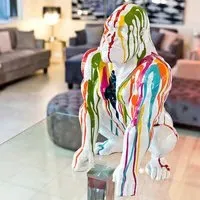 Casper Gorilla Sculpture - White, Resin