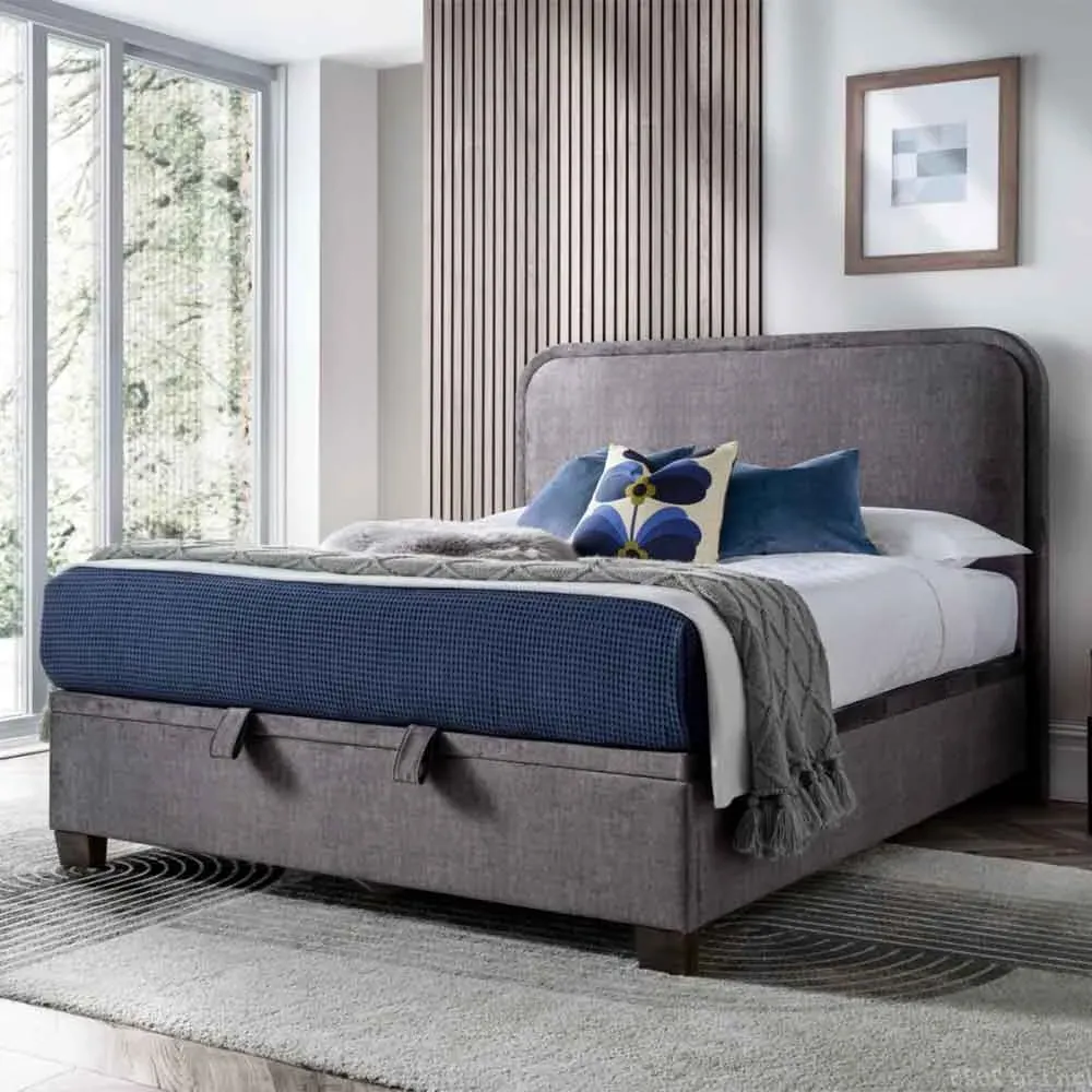 Casper King Size Ottoman Bed with Storage - Vogue Grey, Fabric