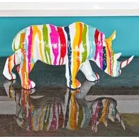 Casper Rhino Statuette Sculpture - White, Resin