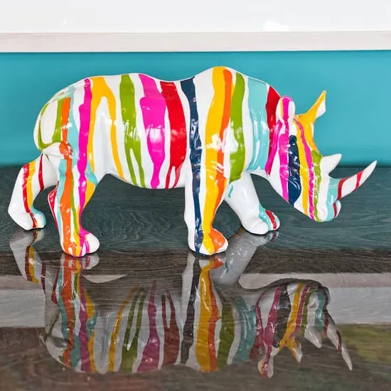 Casper Rhino Statuette Sculpture - White, Resin image