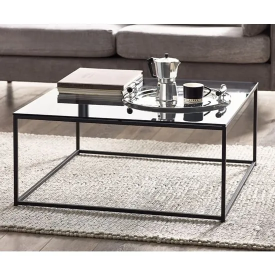 Casper Square Coffee Table - Black, Smoked Glass