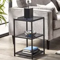 Casper Tall Narrow Side Table - Black, Smoked Glass