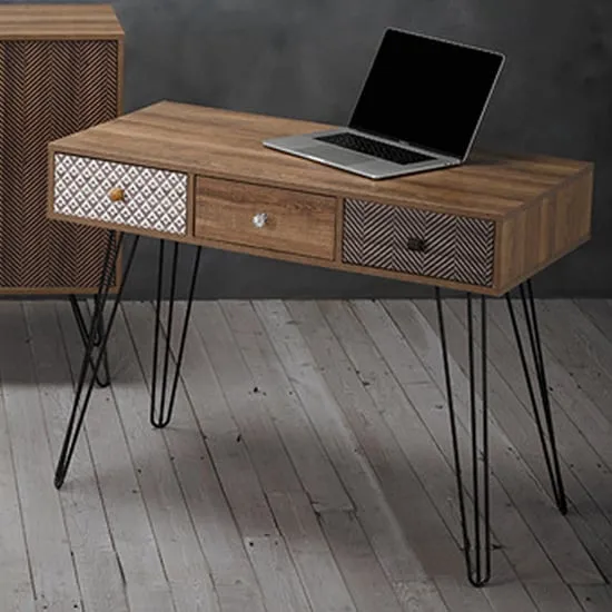 Cassava Laptop Desk with Drawers - Brown, MDF