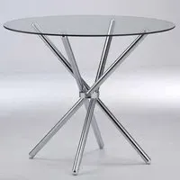 Cassia Round Glass Dining Table - Clear, Chrome