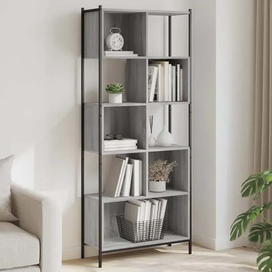 Cassis 5-Shelf Bookcase - Grey, Sonoma Oak image