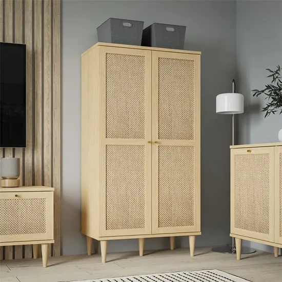Cassis Wardrobe with 2 Doors - Light Oak Effect, MDF